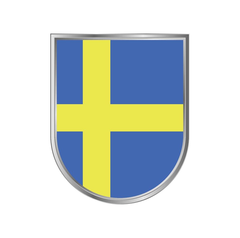Bandera de Suecia con diseño de vector de marco plateado