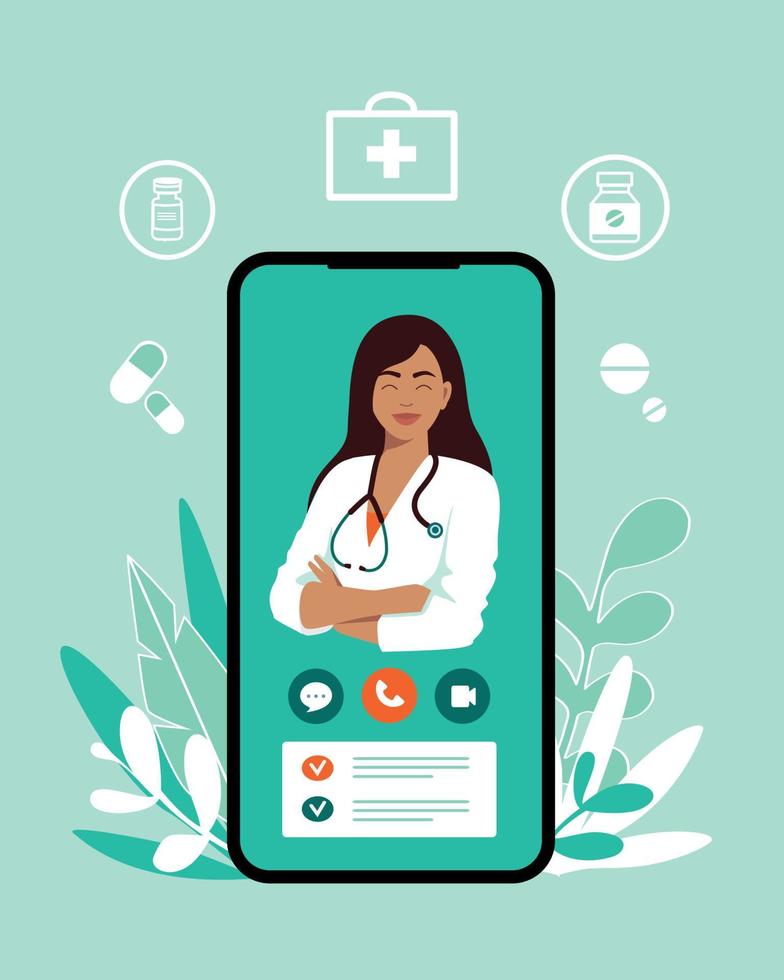 médico online, medicina virtual. consulta médica online. vector