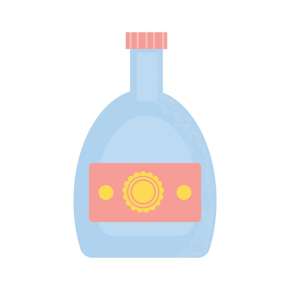 Bottle of alcohol, another drink or water. Party, pub, restoraunt or club element. alcohol coctail with vermouth. Vector illustration, isolated on a white background.