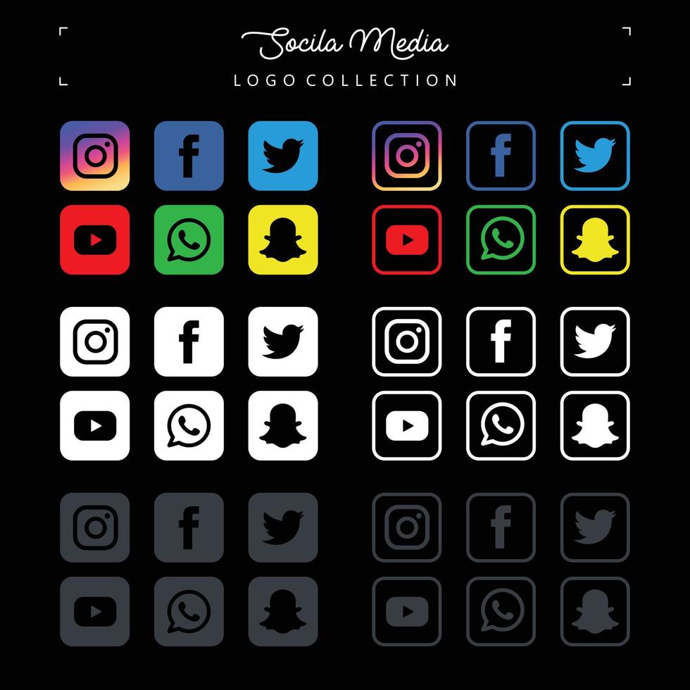 Social Media Logo Icon Collection Vector