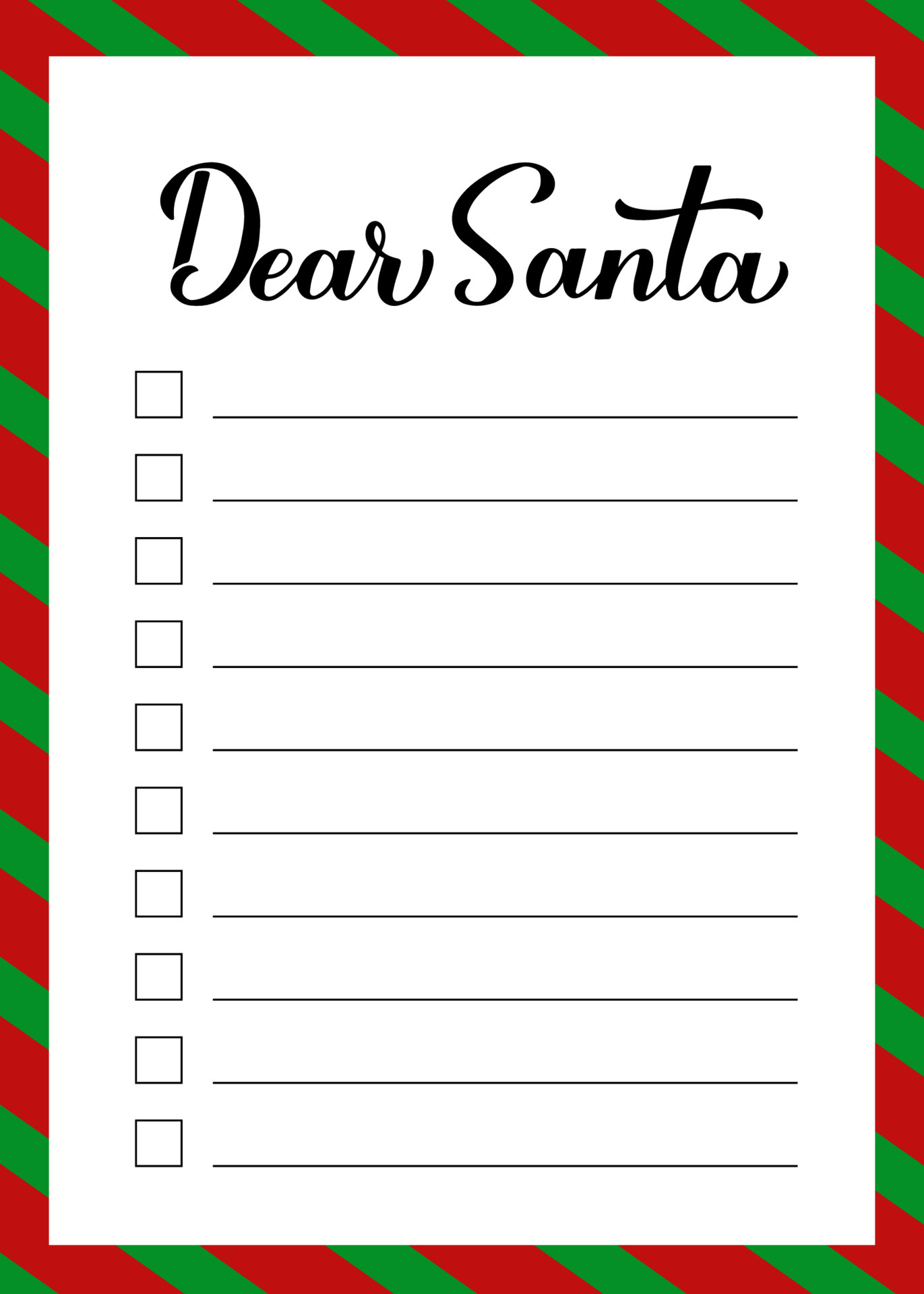 Christmas Wish List Card. Dear Santa Calligraphy Hand Lettering. Letter To  Santa Claus Vector Template. Gift Planner 4864147 Vector Art At Vecteezy
