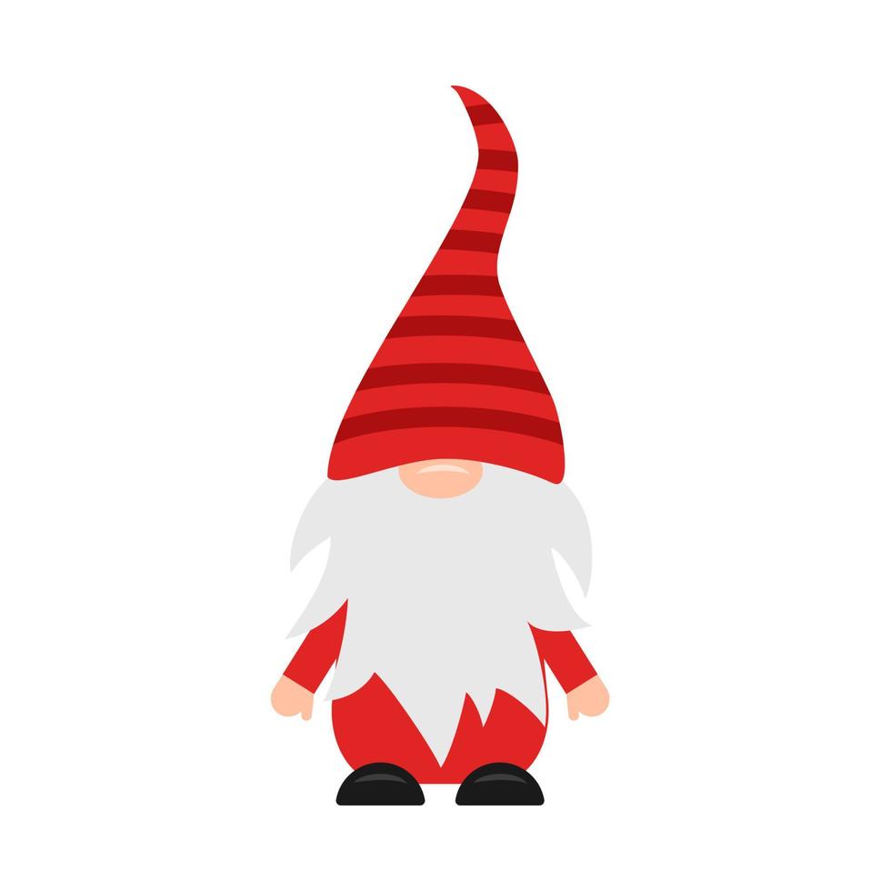 Valentines Day or Christmas gnome isolated on white . Scandinavian Nordic dwarf. Cute cartoon character. Vector template for poster, greeting card, banner, t shirt, etc