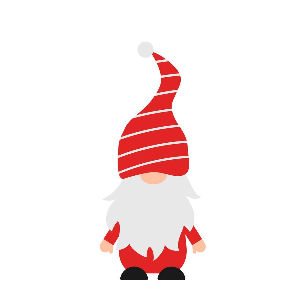 Cute cartoon gnome for Christmas or Valentines Day isolated on white. . Scandinavian Nordic Character. Vector template for greeting card, banner, poster, t shirt, etc