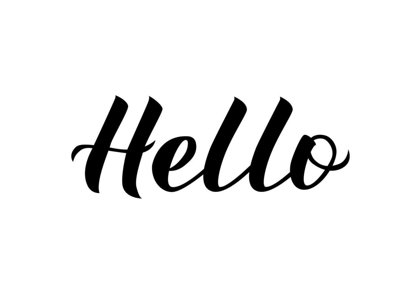 Hello calligraphy lettering isolated on white. Hand drawn typography poster. Word Hello written with brush. Vector template for greeting cards, welcome banners, social media stories and posts, flyers.