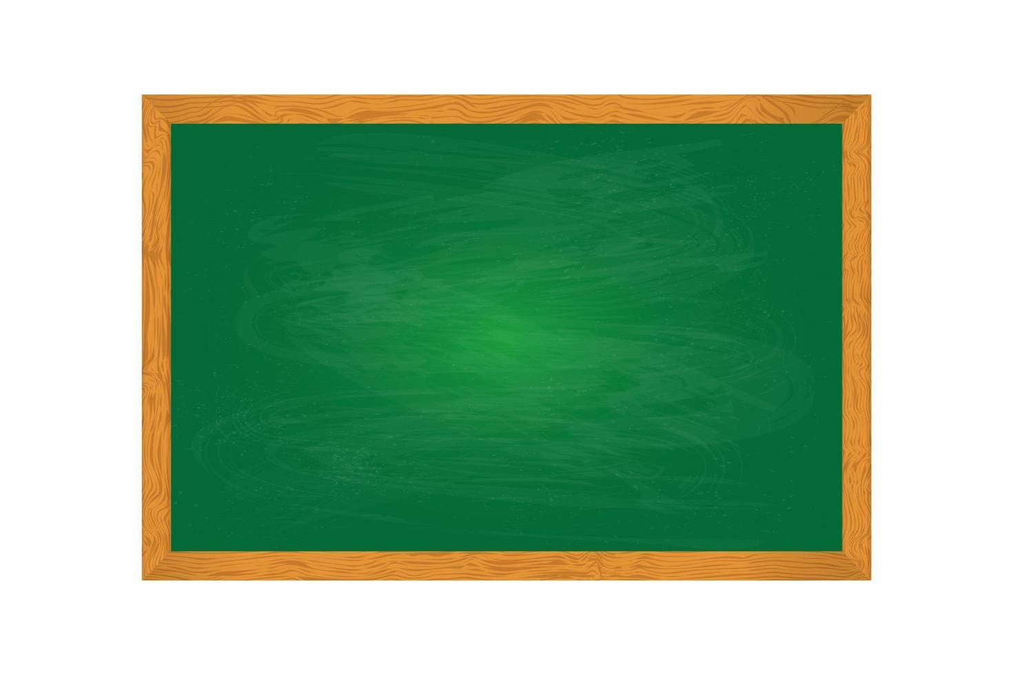 Green school board with wooden frame isolated on white. Back to school theme. Easy to edit vector template for typography poster, logo design, banner, flyer, sign, greeting card, postcard, etc.