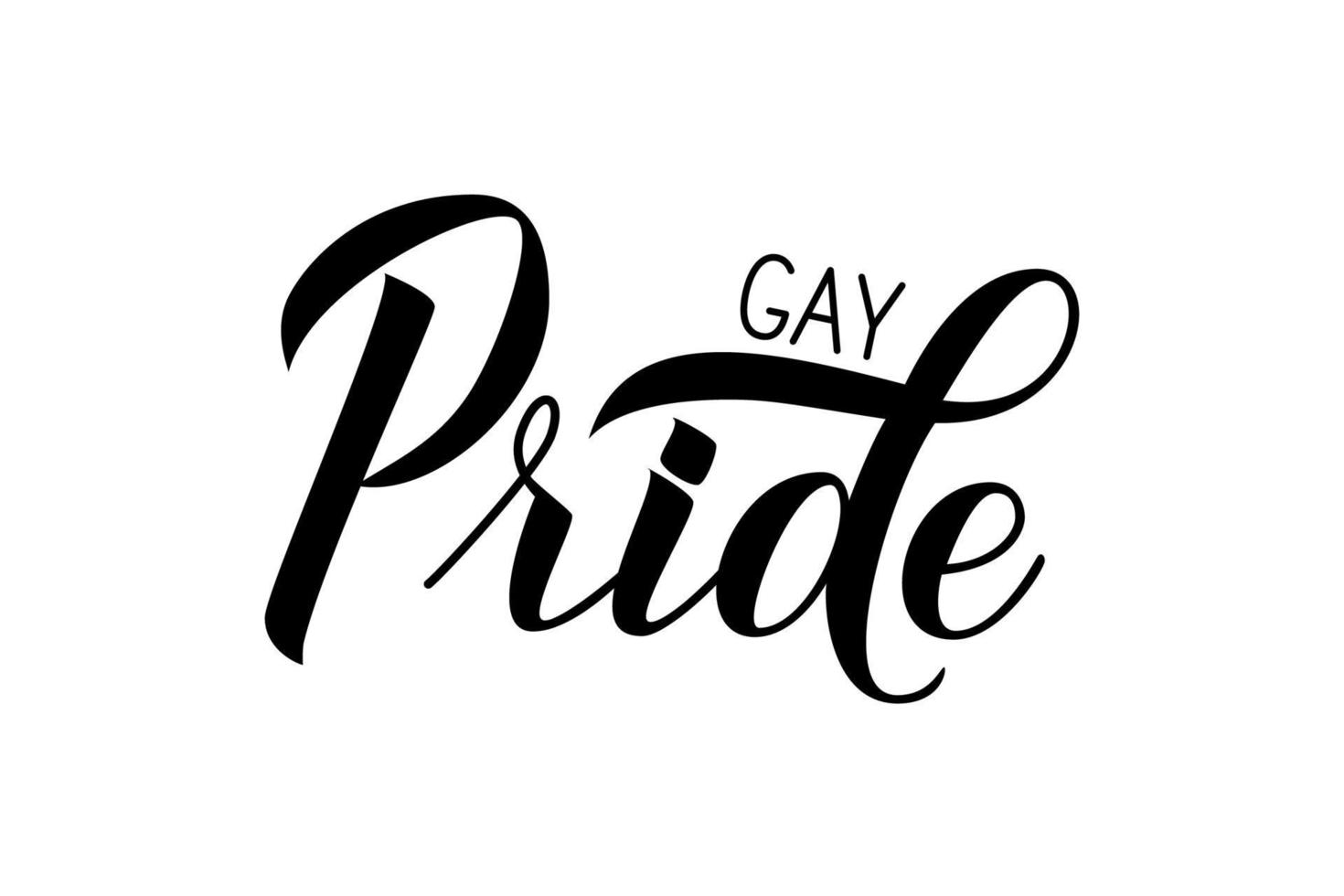 Gay Pride calligraphy hand lettering isolated on white. Pride Day, Month, parade concept. LGBT community slogan. Vector illustration. Easy to edit template for banner, poster, t-shot, flyer, etc.