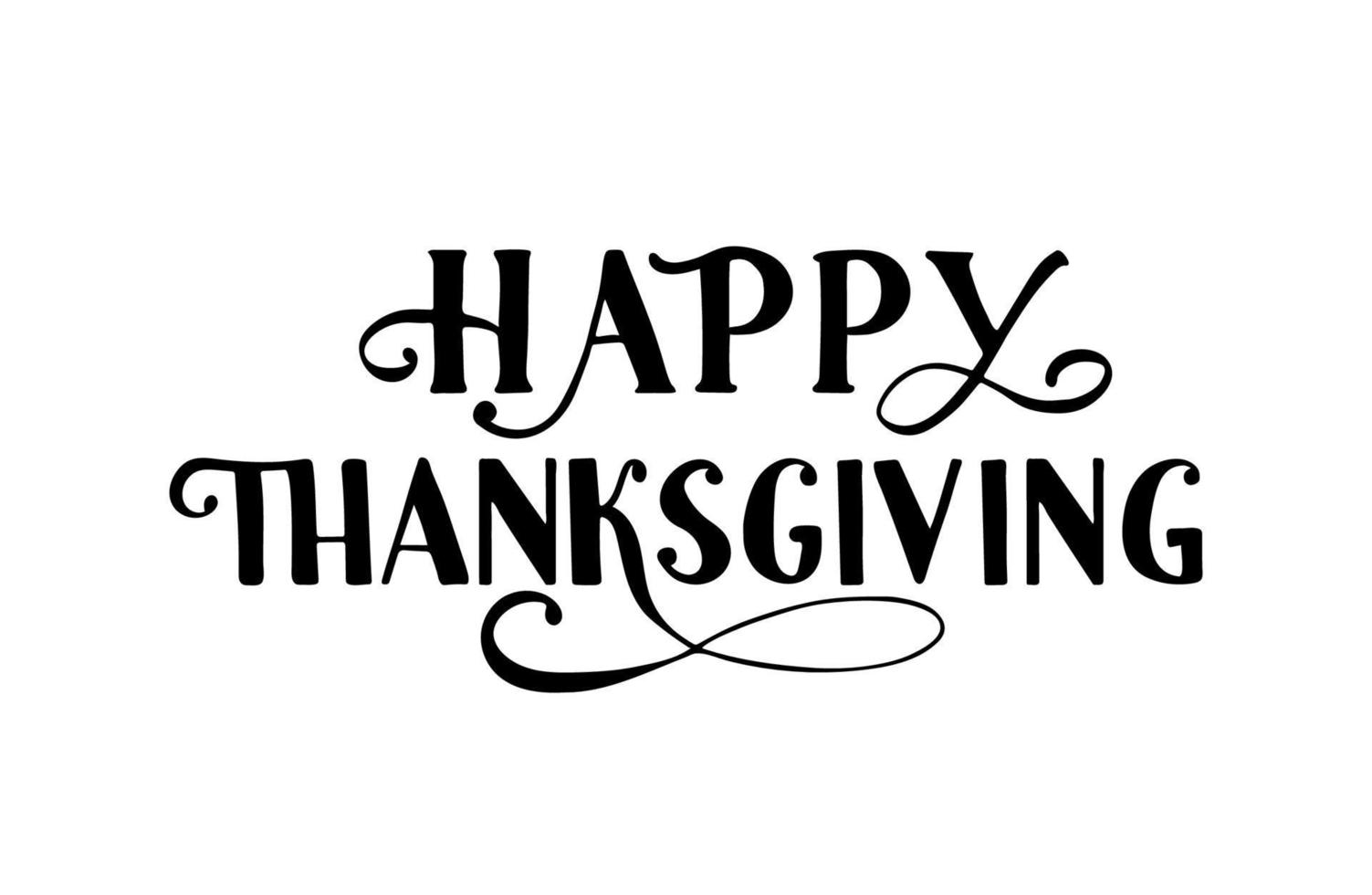 Happy Thanks giving hand written lettering isolated on white. Thanksgiving day vector illustration.