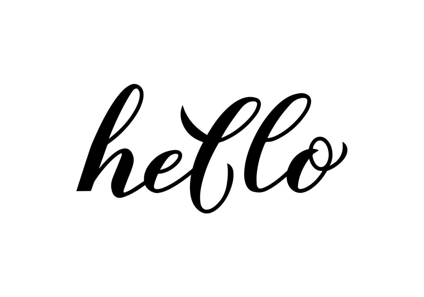 Hello modern calligraphy hand lettering isolated on white. Word Hello written with brush. Vector template for typography posters, greeting cards, welcome banners, flyers, t-shirts, etc.