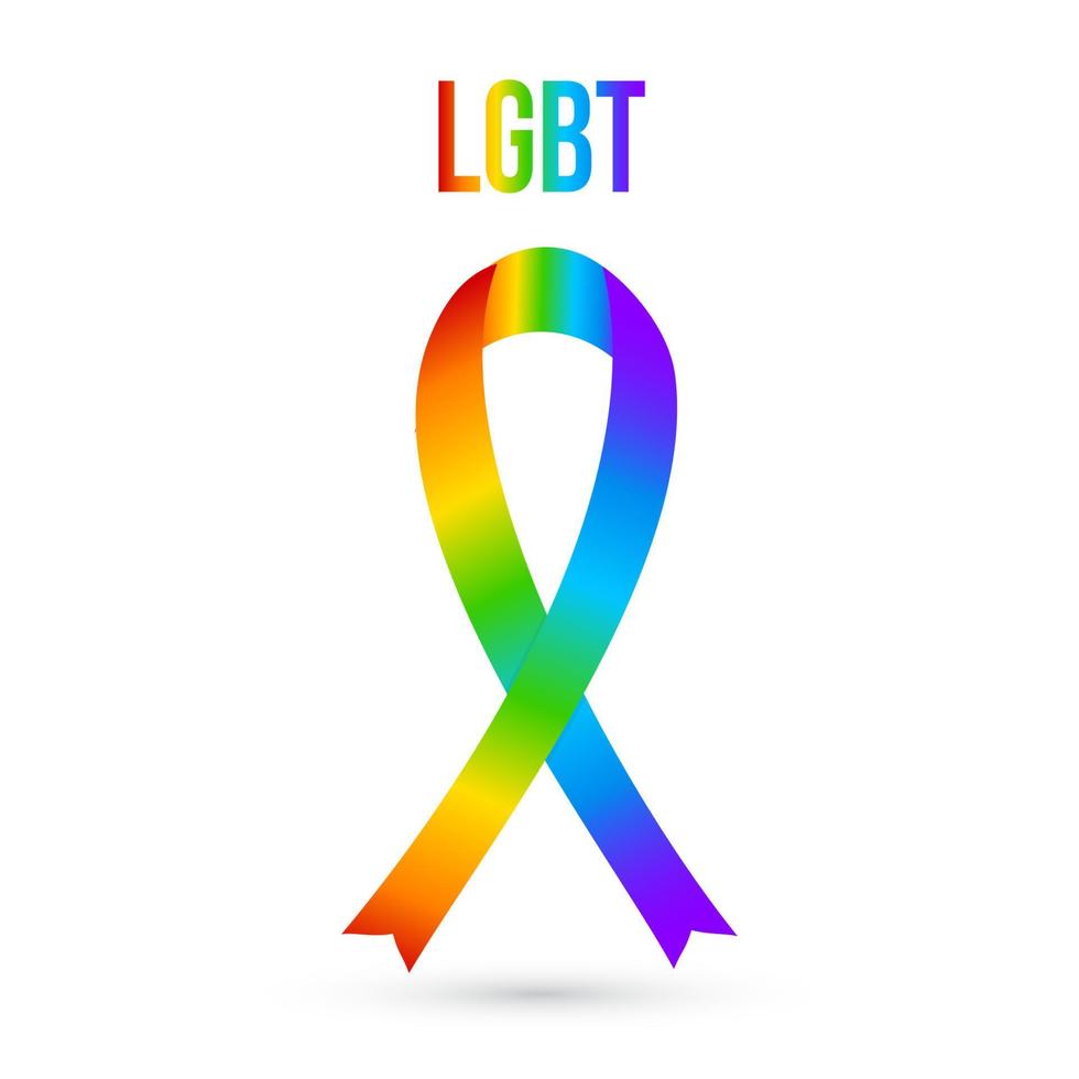 Rainbow ribbon vector illustration. LGBT community symbol. Gay pride. International against homophobia day. Design template for banners, websites, social media etc.