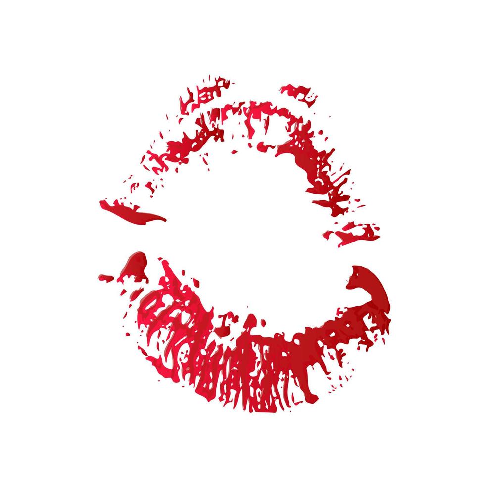 Red lipstick kiss on white background. Imprint of the lips. Valentines day theme print. Kiss mark vector illustration. Easy to edit template for greeting card, label, poster, banner, flyer,etc.