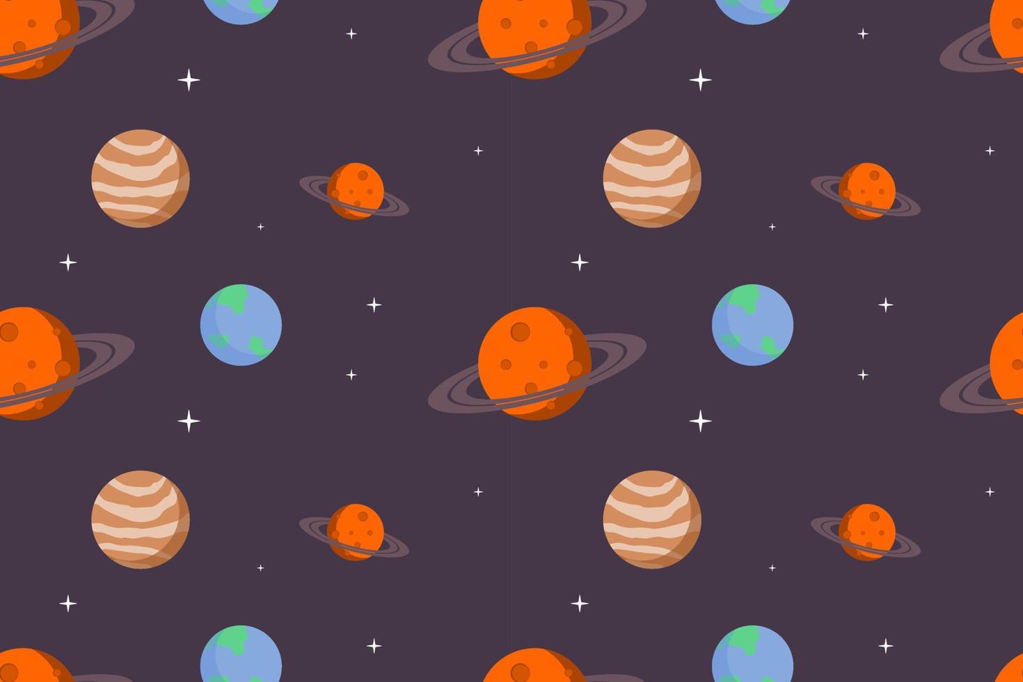 Kawaii Space Planet Seamless Pattern Purple Design vector