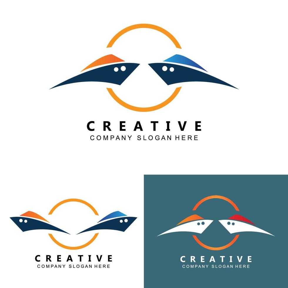 Asian Traditional Sailboat symbol design logo vector