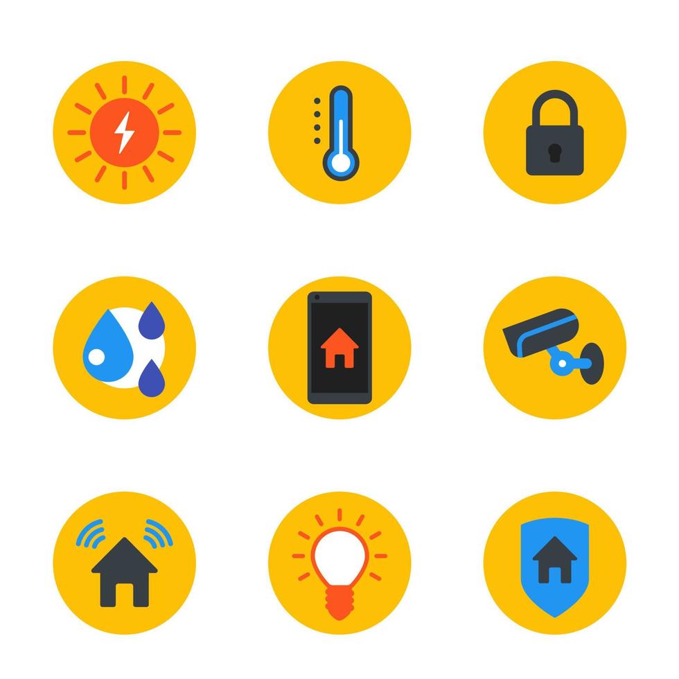 Smart house flat icons on white, vector illustration