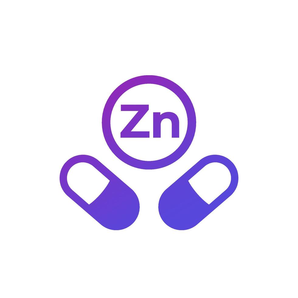 zinc capsules icon, Zn mineral vector