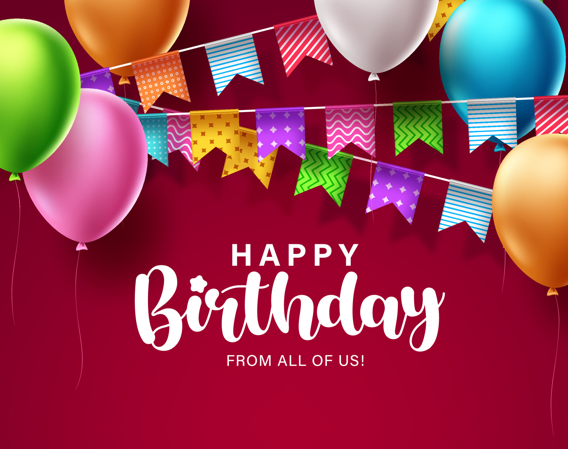 Happy birthday greeting vector background design. Birthday text in red  space background with balloons and pennant elements for party celebrations  and decoration. Vector illustration. 4864798 Vector Art at Vecteezy