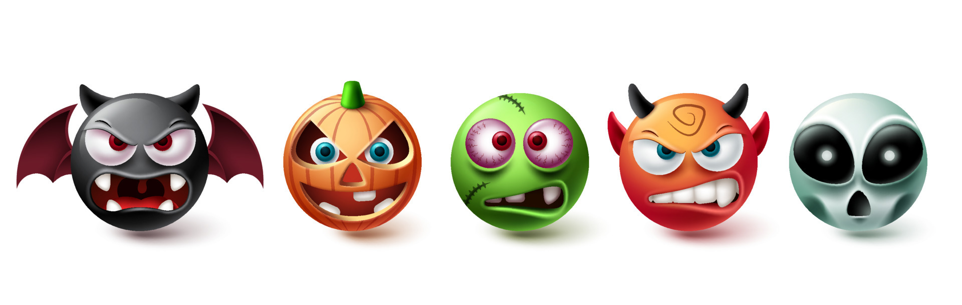 Emoji halloween vector set. Emojis halloween character graphic elements