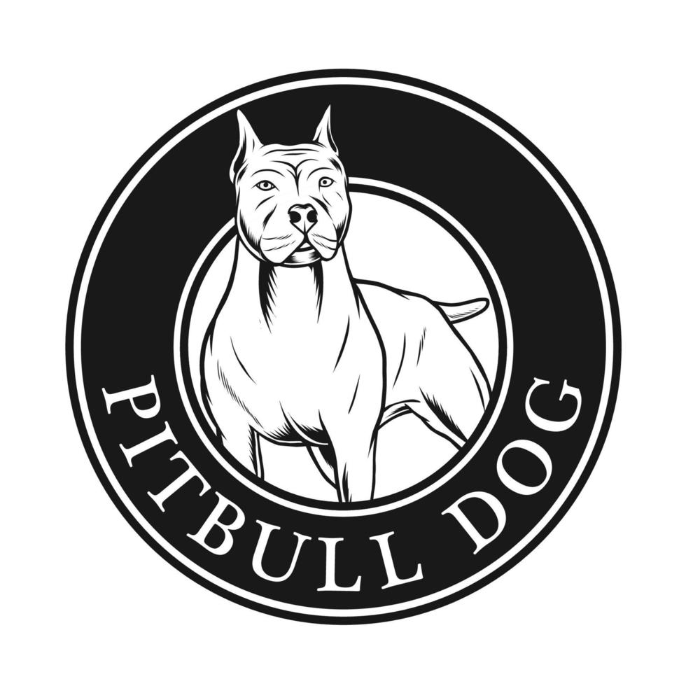 Ilustración del logotipo de pitbull, color blanco y negro vector