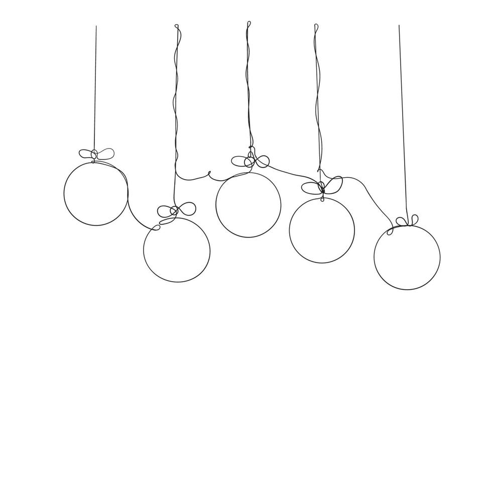 christmas ball illustration in continuous line drawing style vector