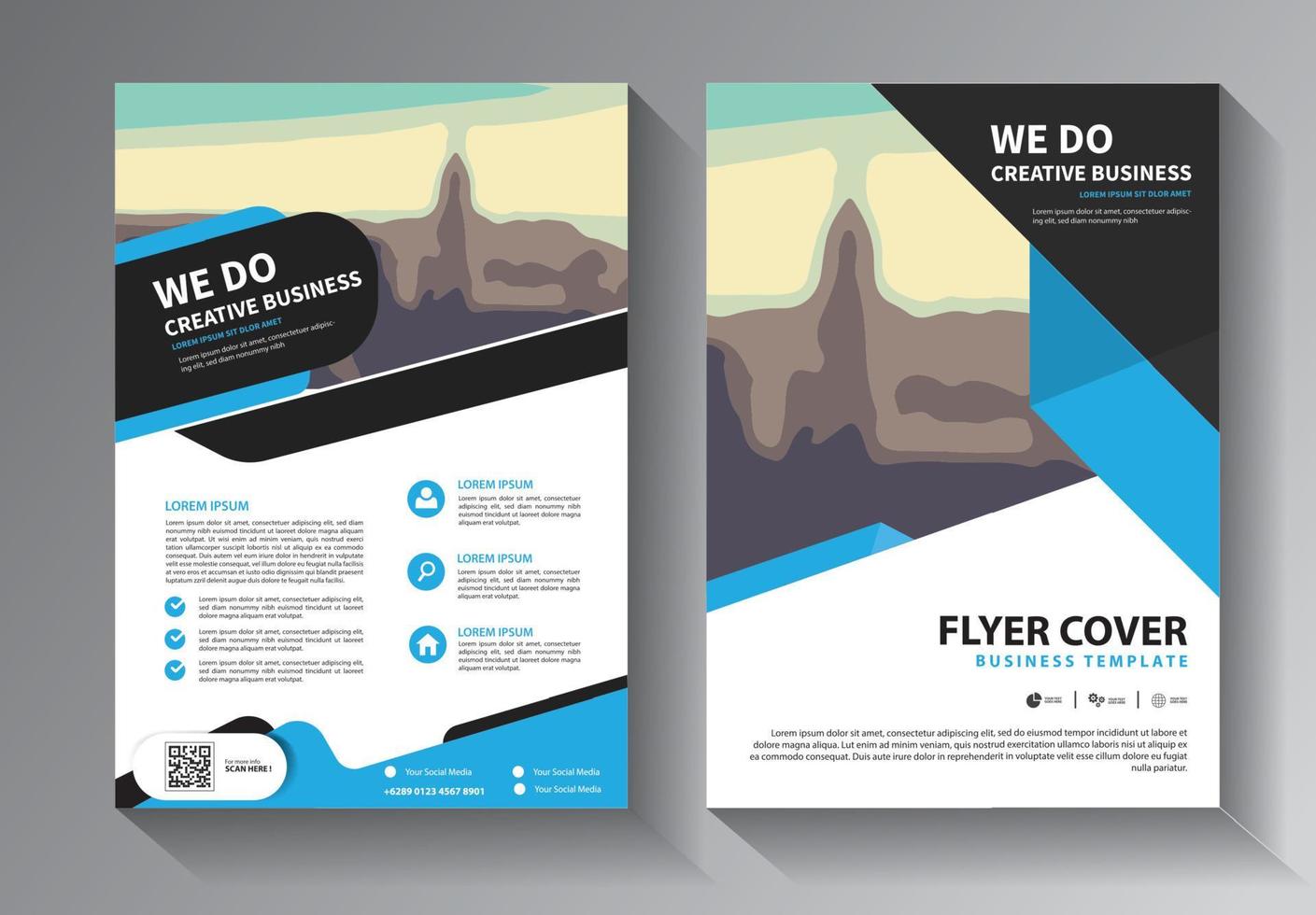 flyer business template for brochure and annual report with modern idea vector