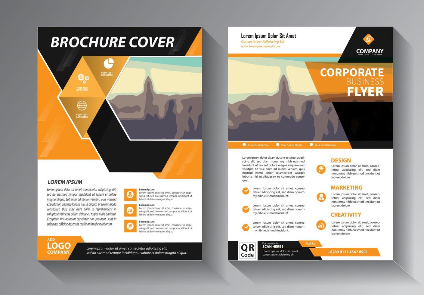 flyer business template for brochure and annual report with modern idea vector