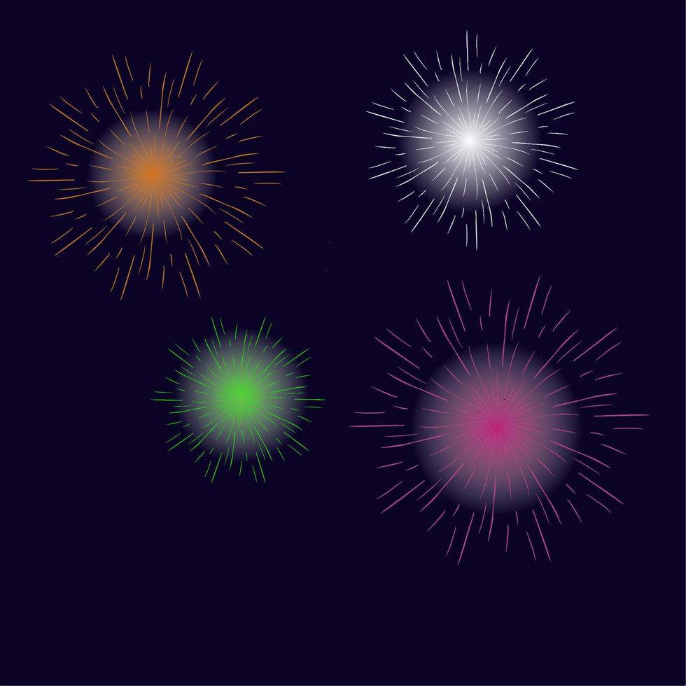 fuegos artificiales de colores claros. ilustración vectorial, concepto de elemento para la celebración. vector