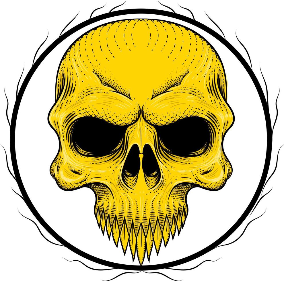 Human skull with root vector illustration