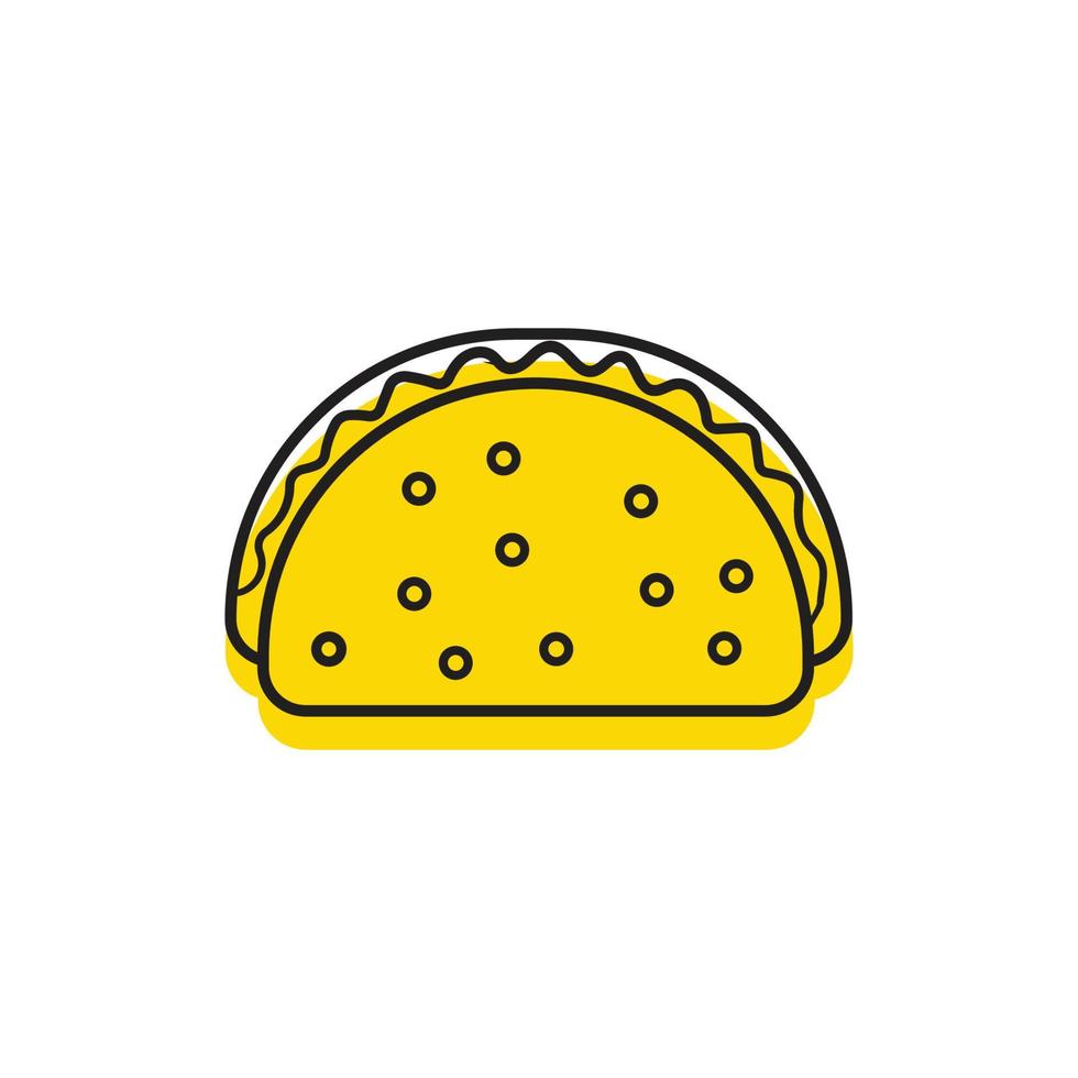 Fast food Taco icon. Vector illustration. Taco drawn lines icon.Fast food on the go, on the outdoor