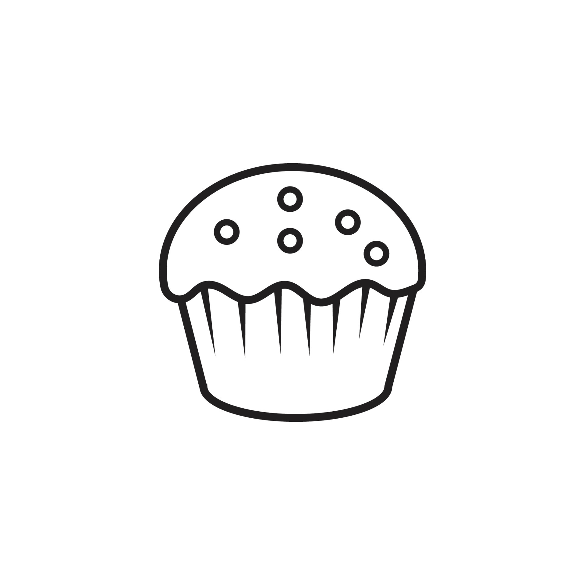 Delicious cupcake dessert in black and white colors, vector