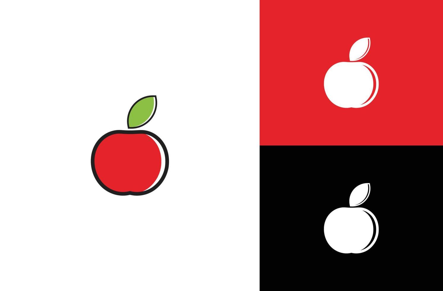 Creative red apple logo with leaf icon Design Symbol Illustration in trendy colorful loner line style vector