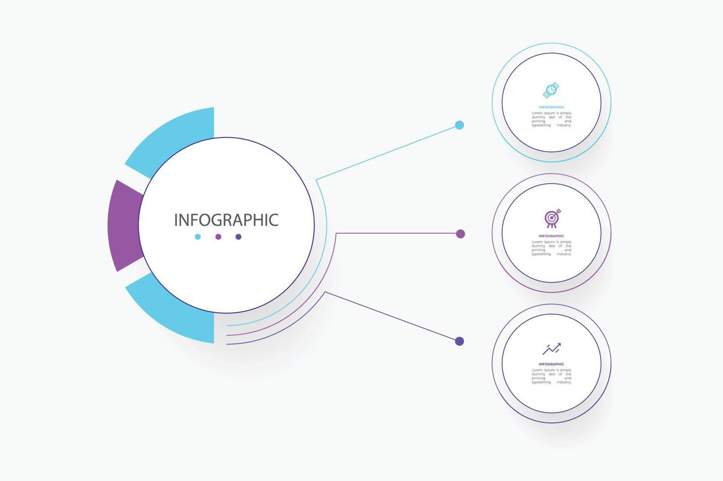 Business data visualization. Process chart. Abstract elements of graph, diagram with 3 steps, options, parts or processes. Creative concept for infographic. vector