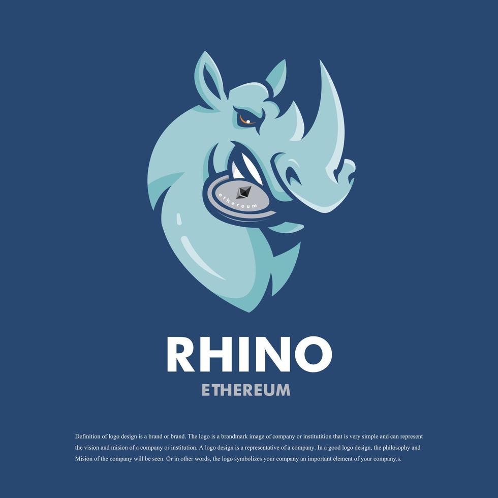Illustration of a rhino with coin crypto currency vector