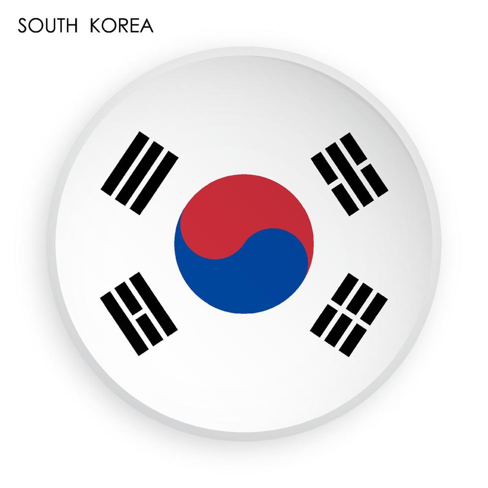 SOUTH KOREA flag icon in modern neomorphism style. Button for mobile application or web. Vector on white background
