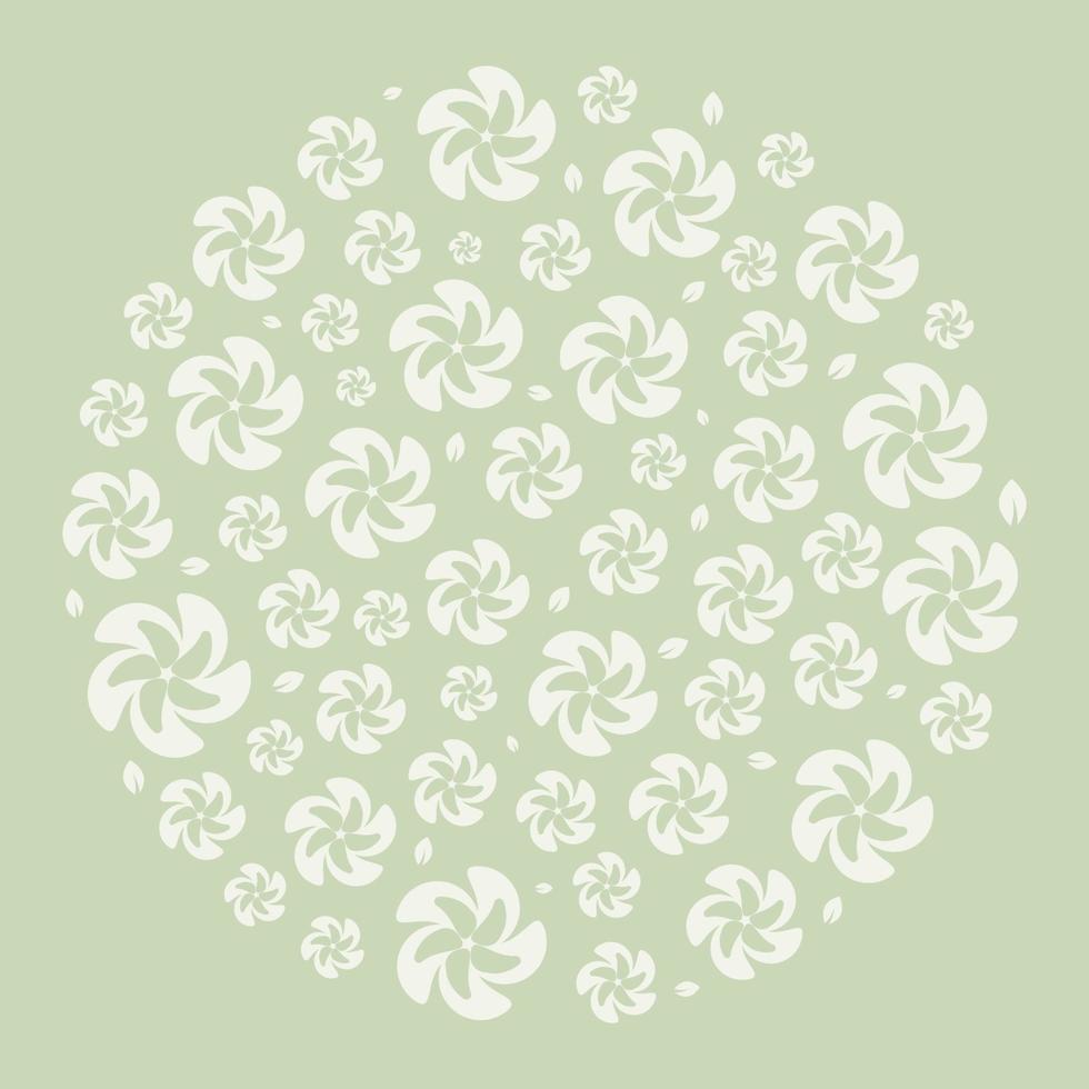 circle pattern with silhouettes of leaves and flowers. Ornament for decoration and printing on fabric. Design element. Vector