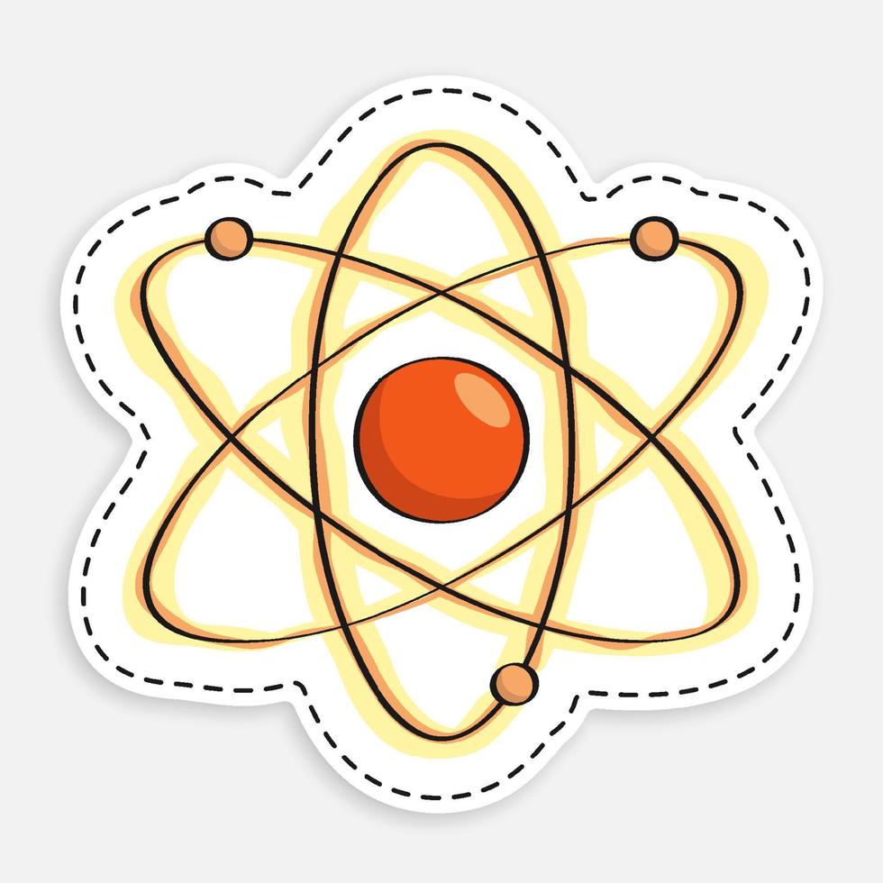 icono de dibujos animados del átomo de doodle. los electrones giran alrededor del protón en órbitas. educación escolar en física. la energía nuclear. vector aislado sobre fondo blanco 4865357 Vector en Vecteezy