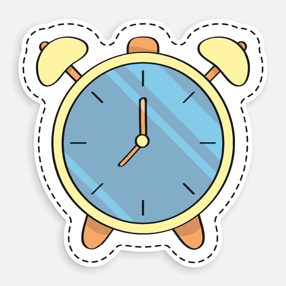 cartoon icon of doodle alarm clock. Mechanical watch for measuring time. Good start to your working day. Vector isolated on white background