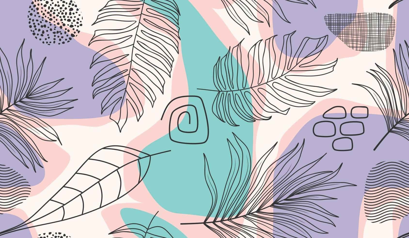 Seamless pattern with abstract flowers and leave. Creative floral surface design. Vector background