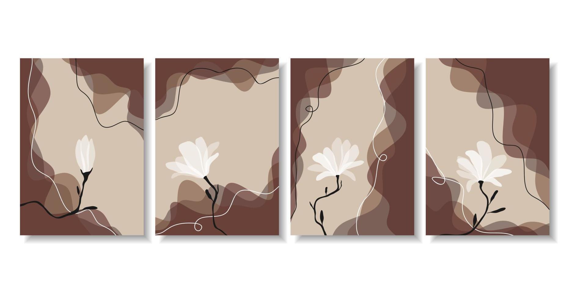 Botanical wall art vector set. Foliage line art drawing with abstract shape. Abstract Plant Art design for print, cover, wallpaper, Minimal and natural wall art. Vector illustration.