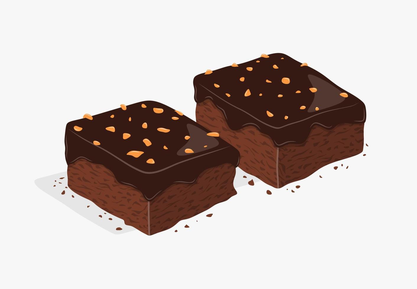 vector de brownie de chocolate aislado sobre fondo blanco. pedazo de pastel de brownie, postre casero. ilustración vectorial