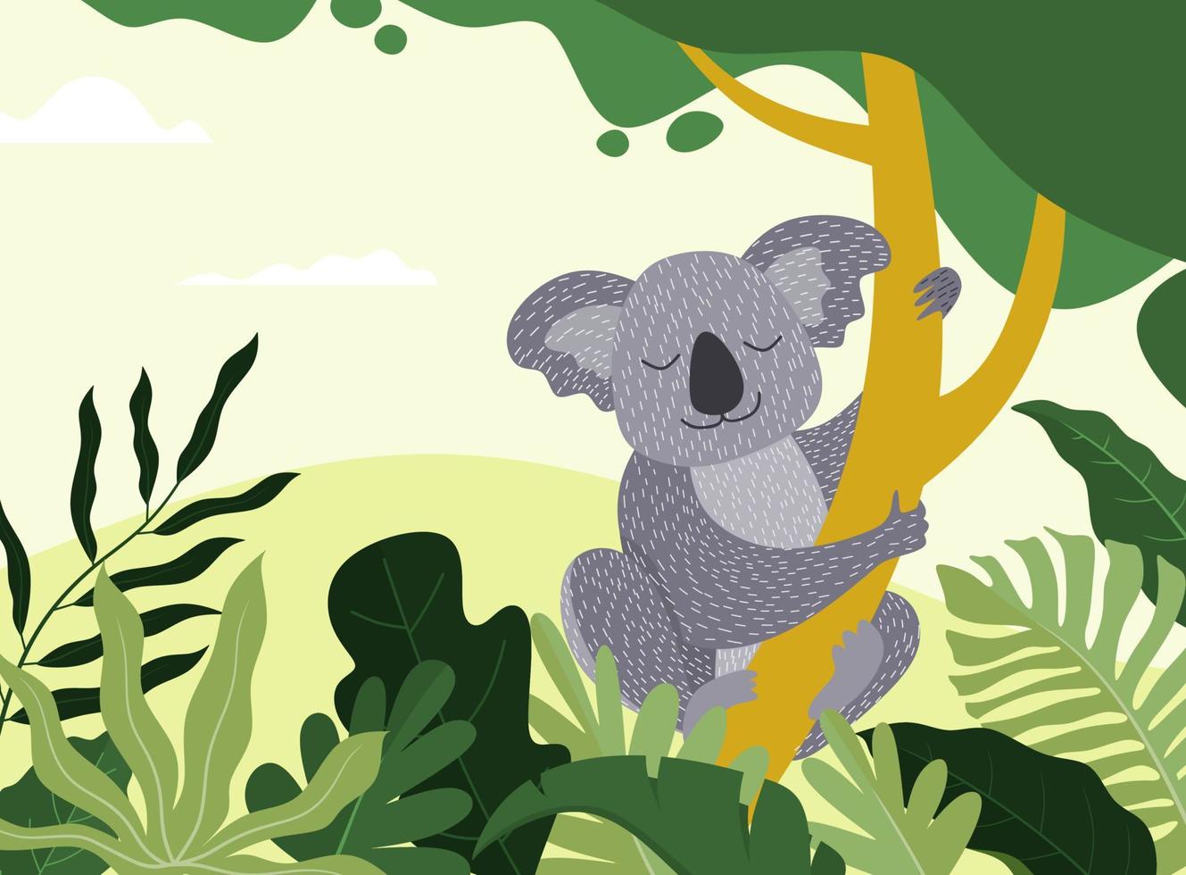 Cute cartoon character koala. Print for baby shower party. Vector print with baby koala.