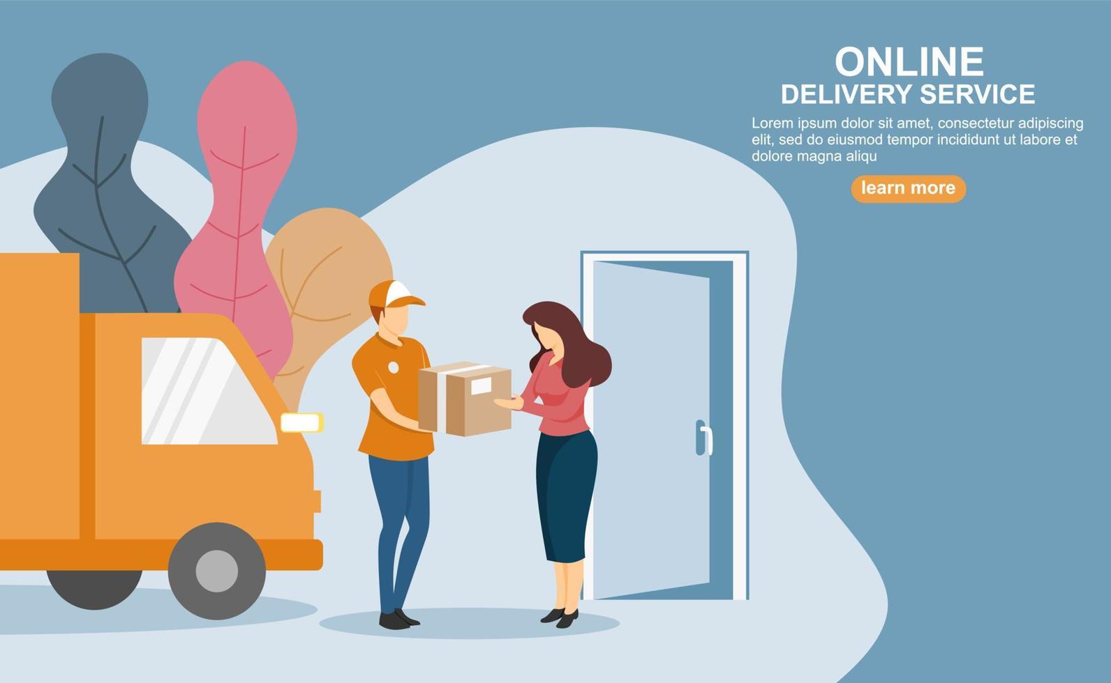 Online delivery service concept, online order tracking, young man happy the package arrived, can use for, landing page, template, ui, web, mobile app, poster, banner, flyer vector