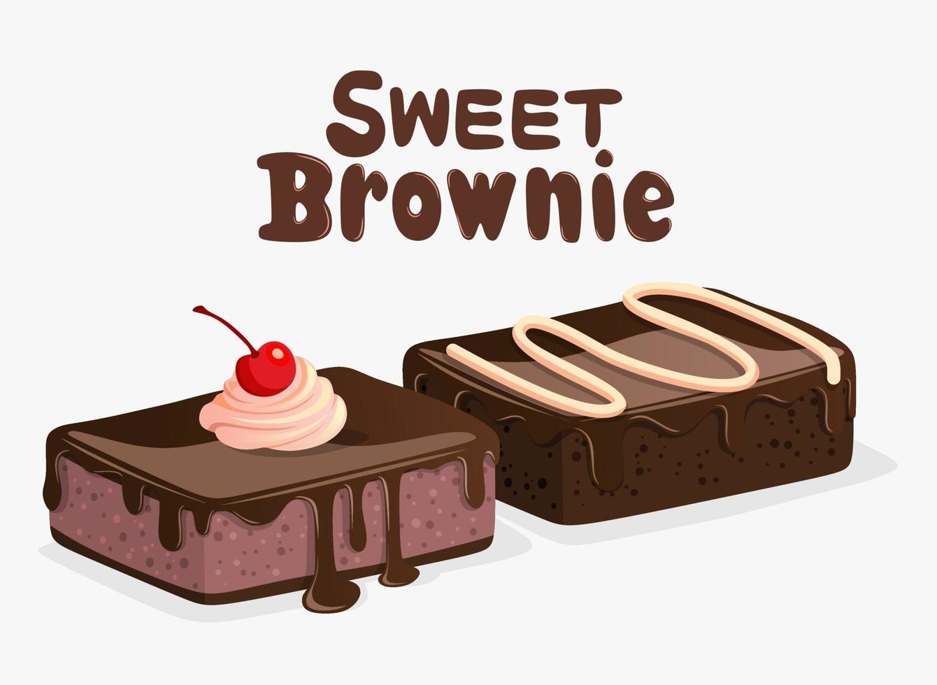 vector de brownie de chocolate aislado sobre fondo blanco.