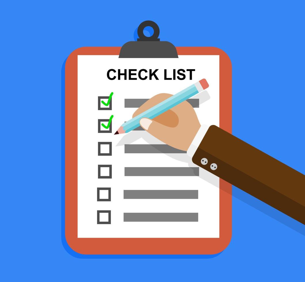 clipboard checklist productivity hand check flat vector. vector
