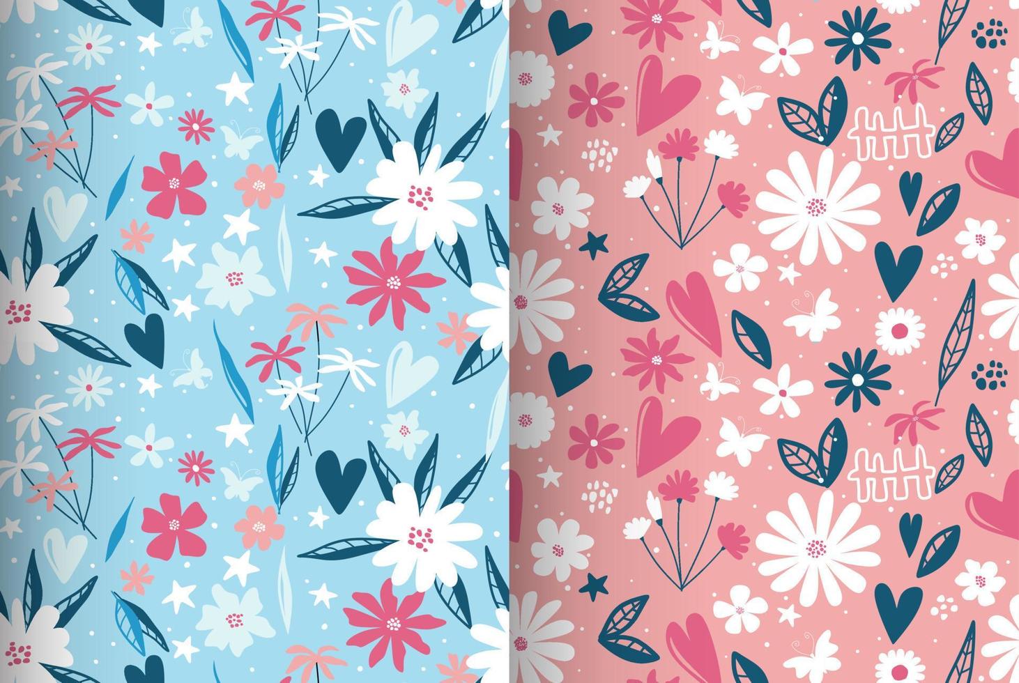 Seamless pattern with abstract flowers and leave. Creative floral surface design. Vector background