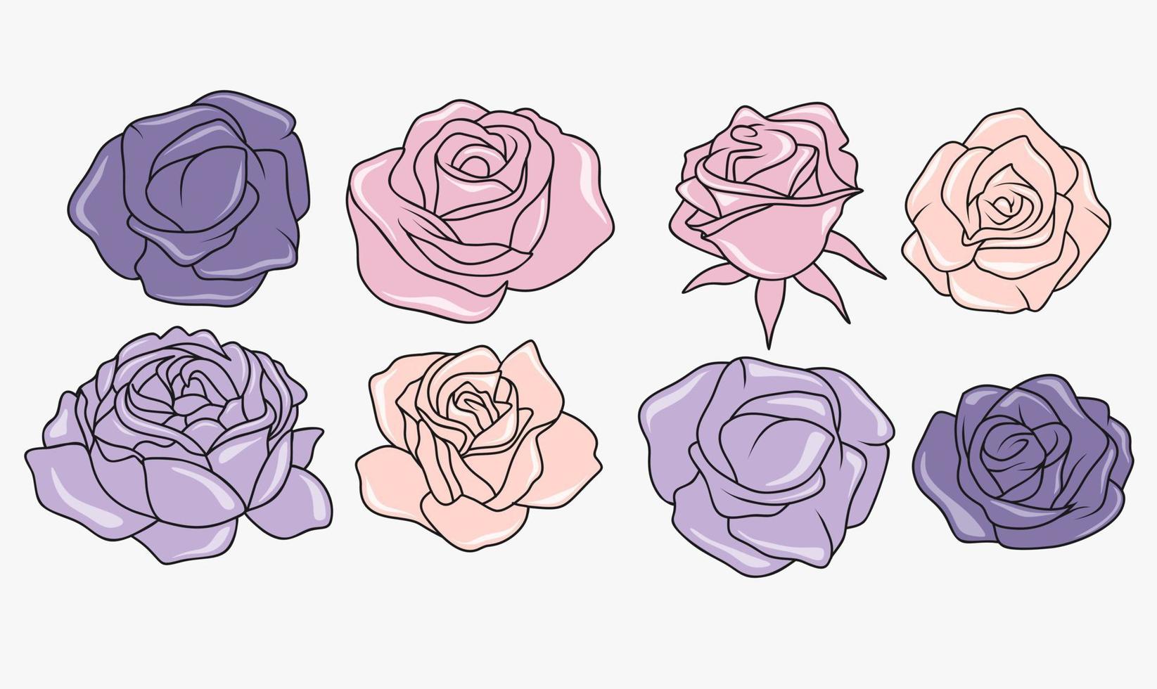 un conjunto de hermosas flores ilustración vector