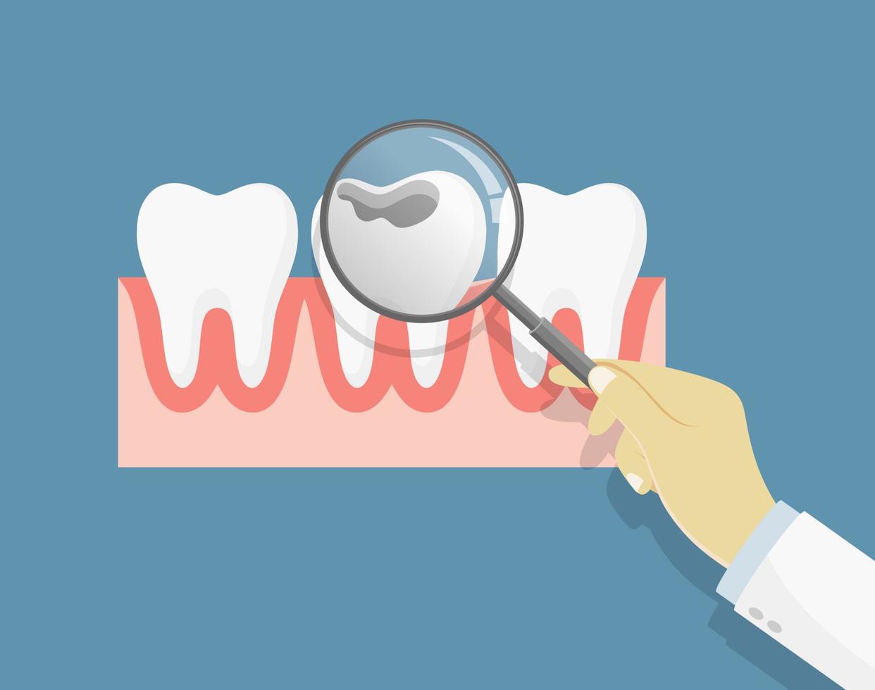 dentista profesional examina un diente malo. vector