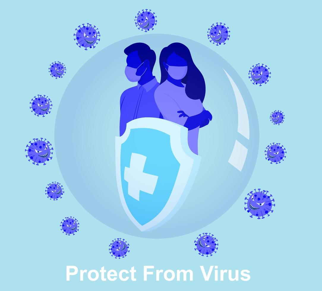 self protection from corona virus landing page for banners or web. vector illustration