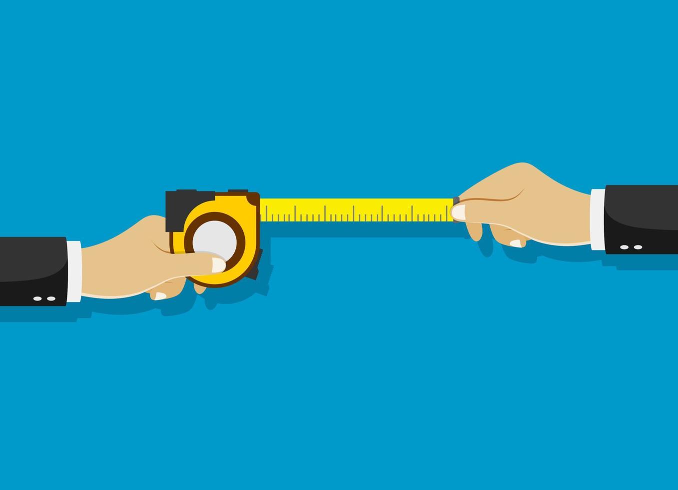 Measuring tape in the hands of a man. vector illustration.