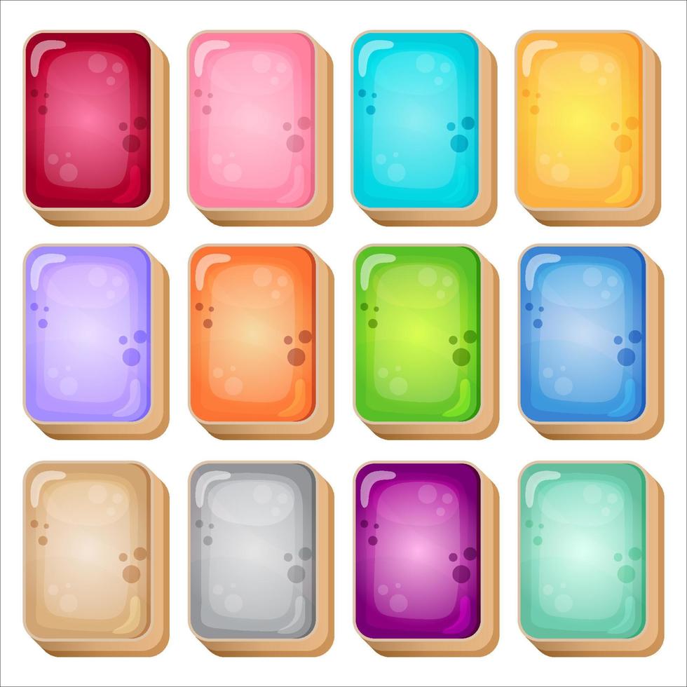 Mahjong cards colorful style glossy jelly in different color. vector