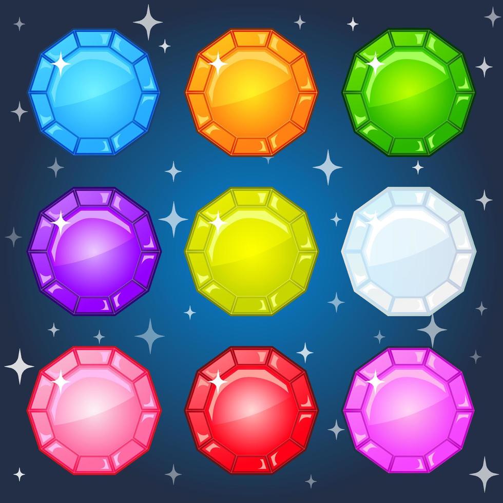 Jewelry Colorful Shape Circle for 3 match games vector