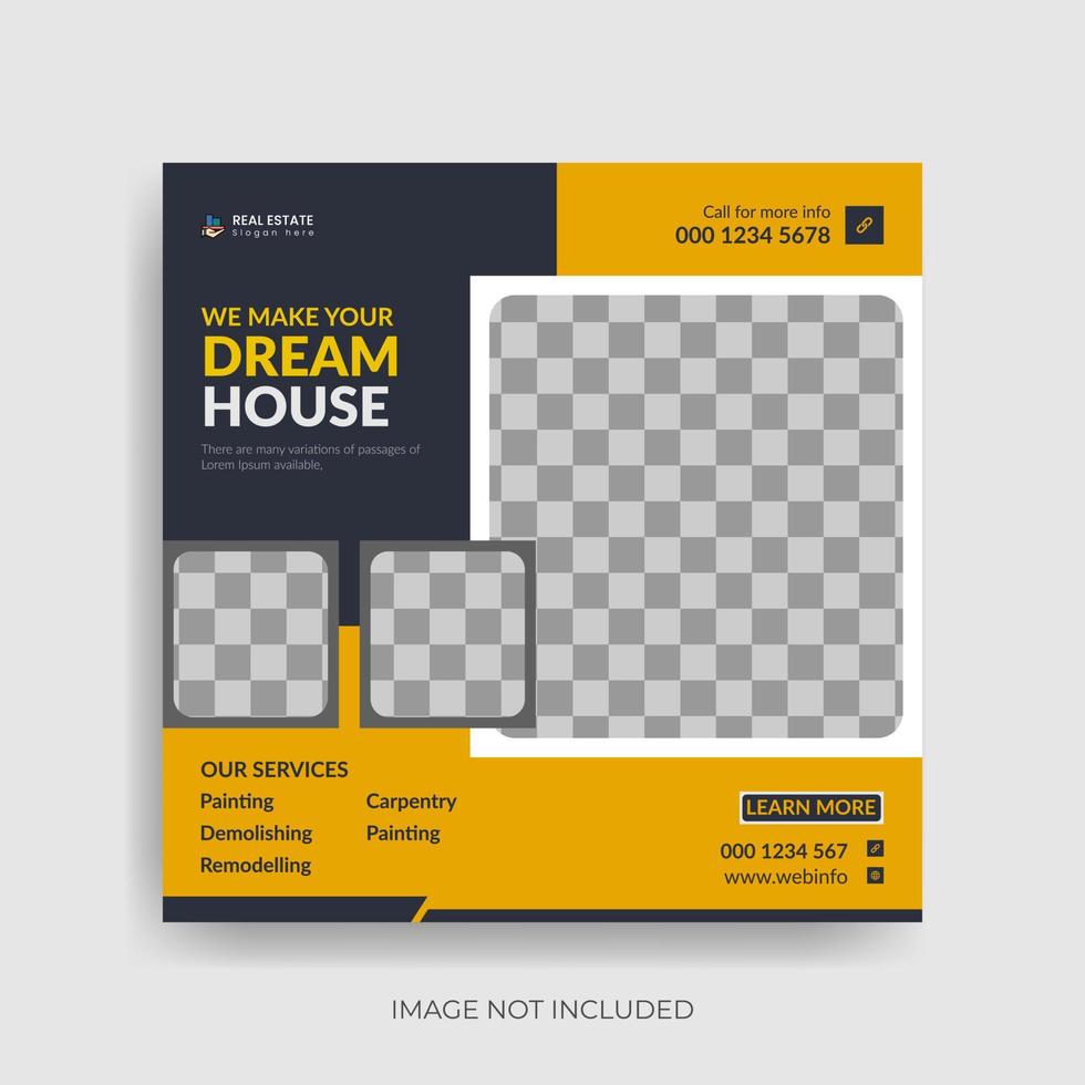 creative modern real estate social media post and web banner. vector